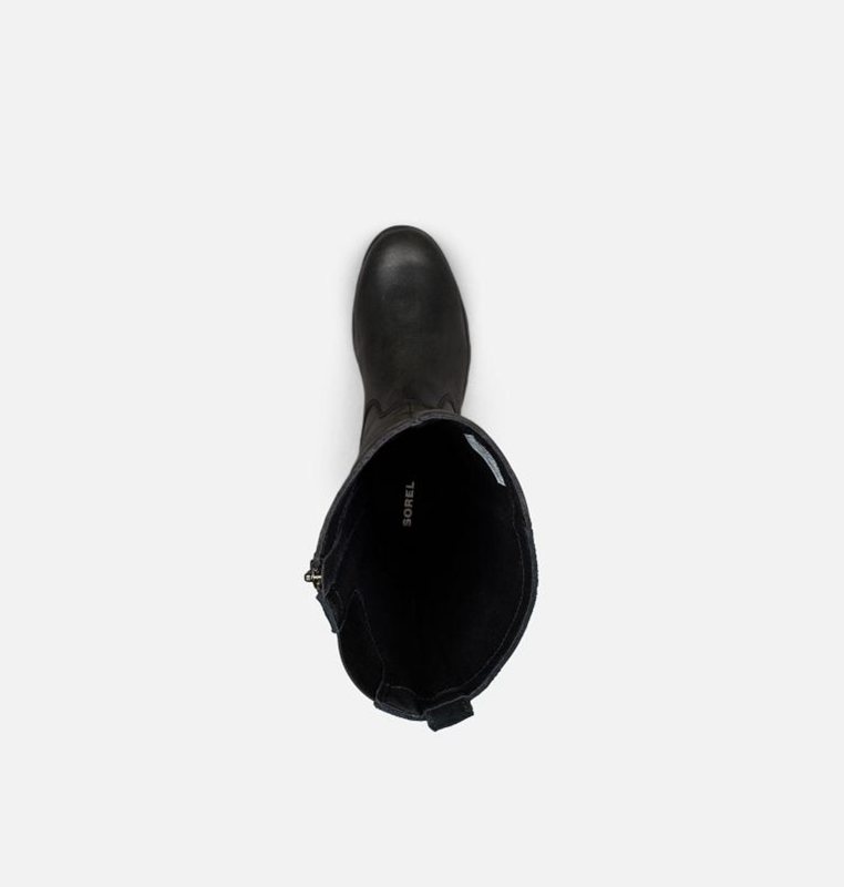 Womens Rain Boots Black - Sorel Emelie™ Tall Low - 312-QPWMUJ